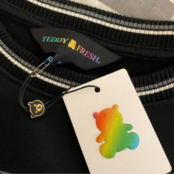 Teddy Fresh Box Paneled Crewneck Pullover Sweatshirt Unisex Streetwear MED NWT - Picture 7 of 7